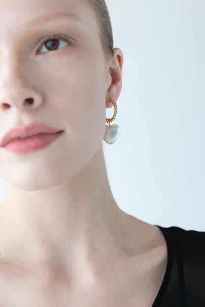 HEART PEARL HOOPS