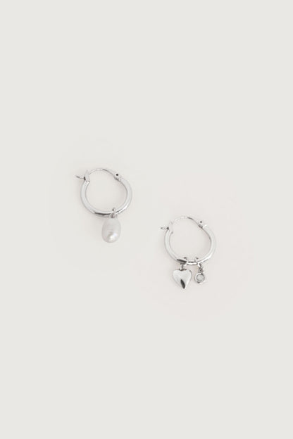 HEART AND PEARL HOOPS