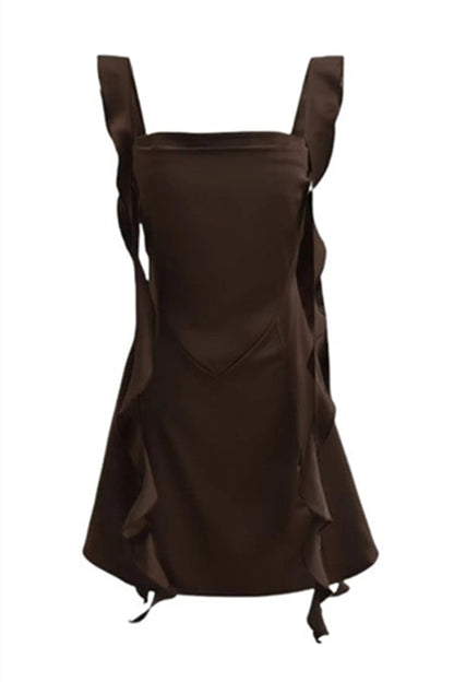 Green Ruffled Streamers Short Summer Dress