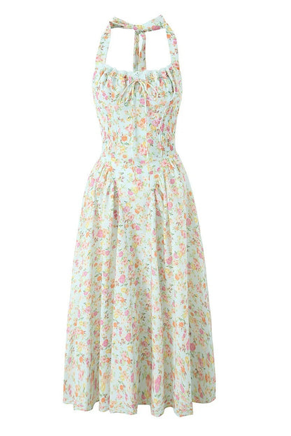 Halter White Tie Front Summer Dress
