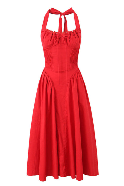 Halter White Tie Front Summer Dress
