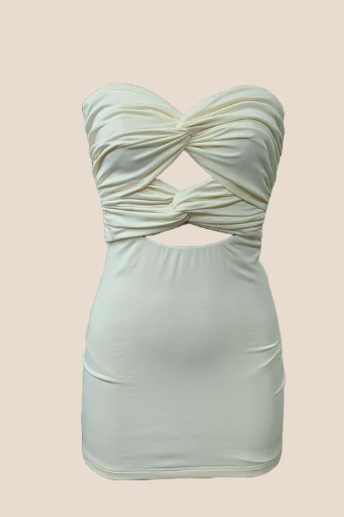 Double Twists Yellow Fitted Mini Dress