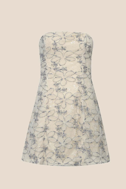Floral Strapless A-line Short Dress
