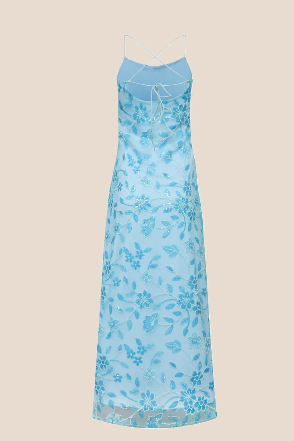 Pink Beaded Flowers Fitted Long Dress