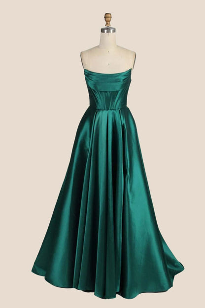 Cowl Neck Yellow Satin A-line Formal Dress