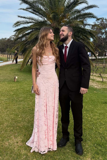 Burgundy Lace Cowl Neck A-line Long Dress