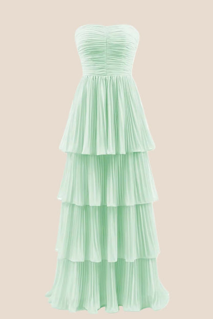 Emerald Green Chiffon Ruffles Long Party Dress