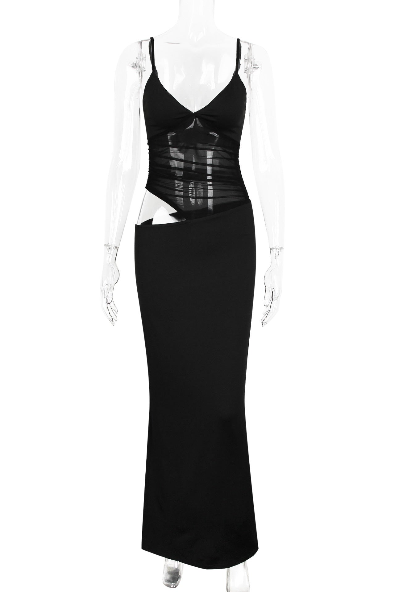 Burgundy Sheer Cutout Fitted Dress