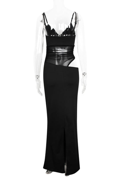 Burgundy Sheer Cutout Fitted Dress