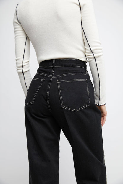 CONTRAST STITCH BLACK JEAN