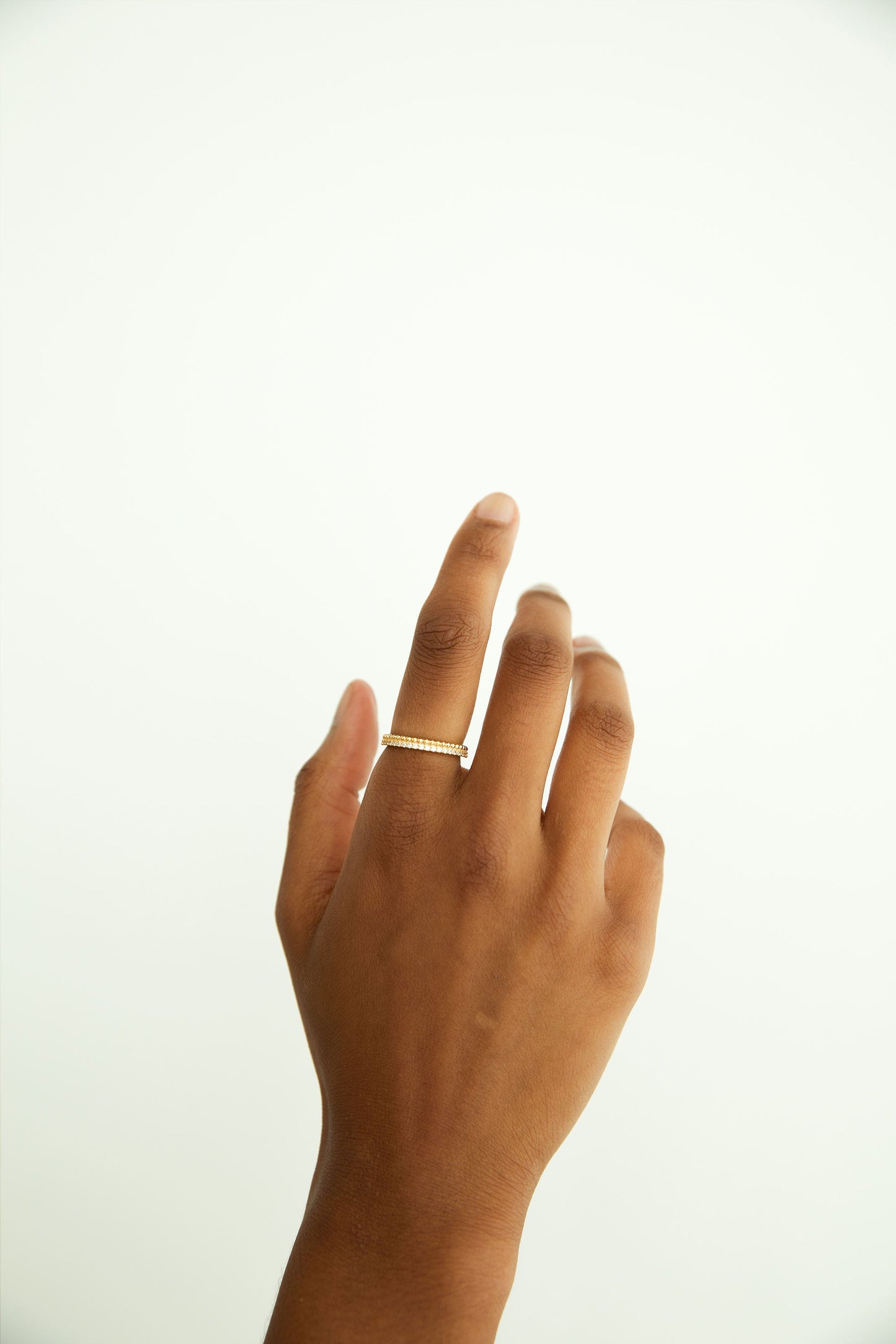 ADJUSTABLE ZIRCONIA BEADED RING