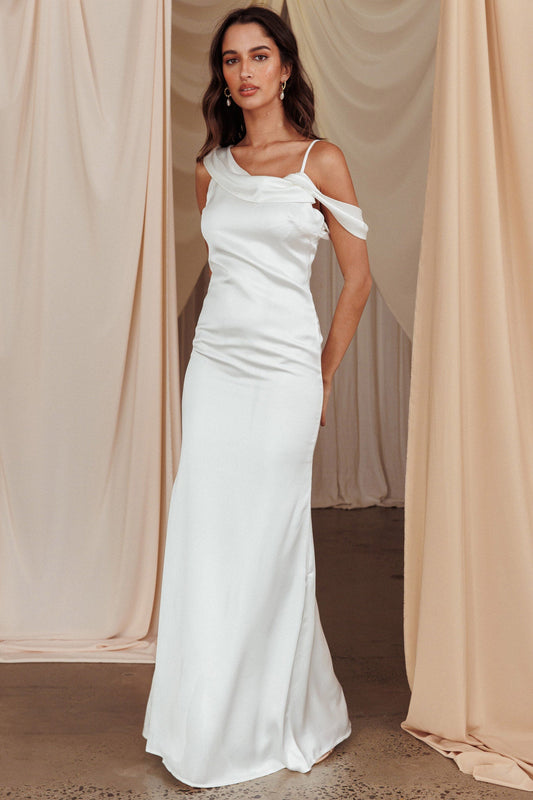 Dawna Draped Sleeve Maxi Dress White