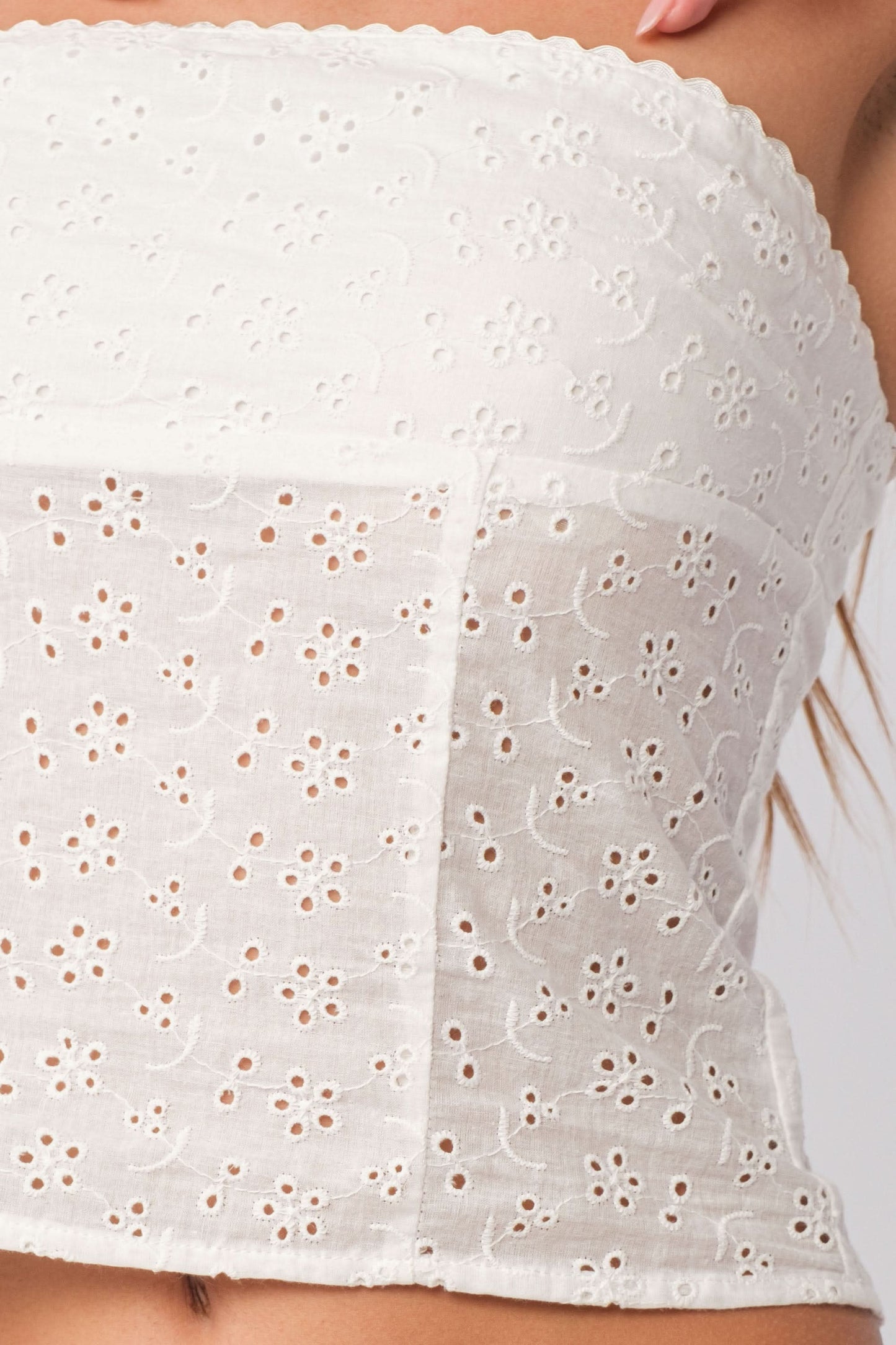 Carly White Eyelet Tube Top