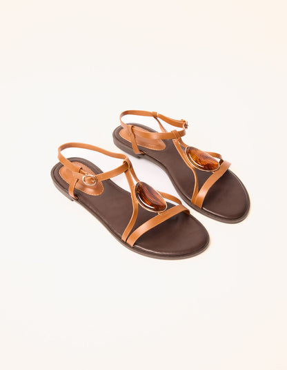 Oval Stone Strappy Sandals