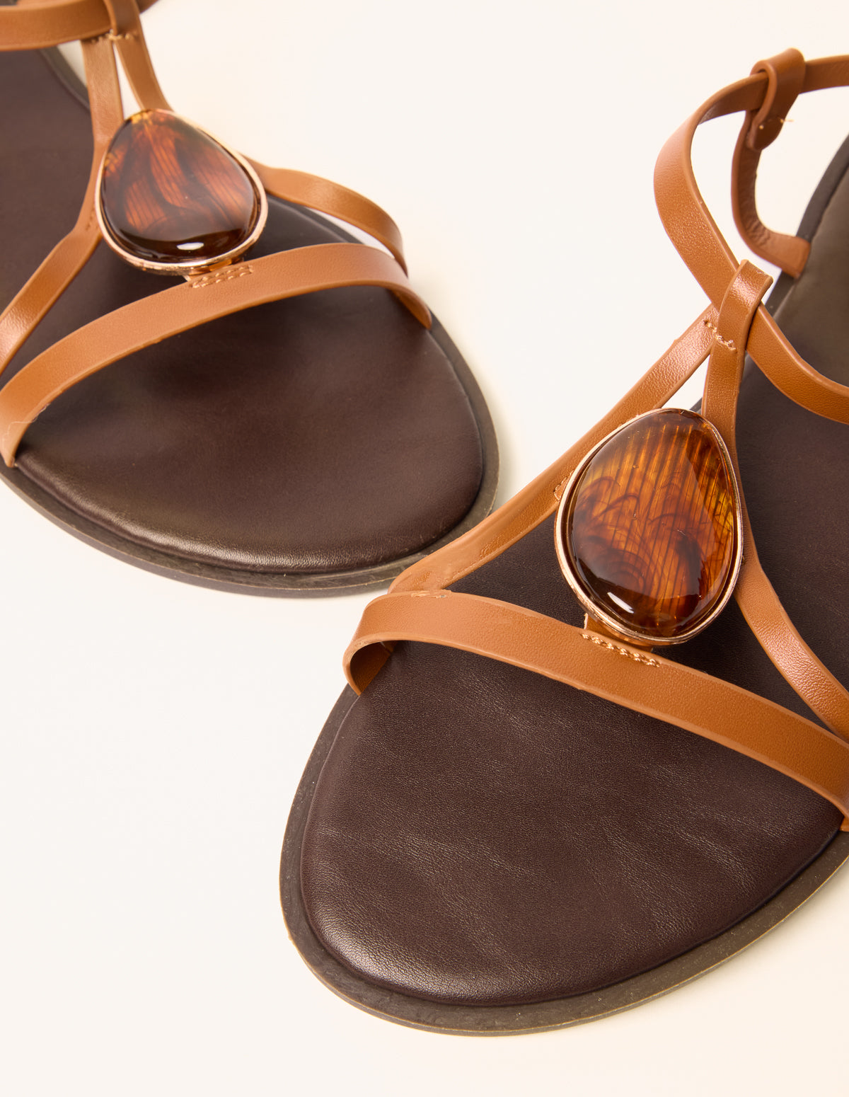 Oval Stone Strappy Sandals