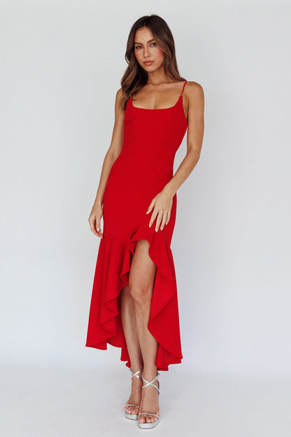 Emoji Asymmetrical Hemline Dress Red