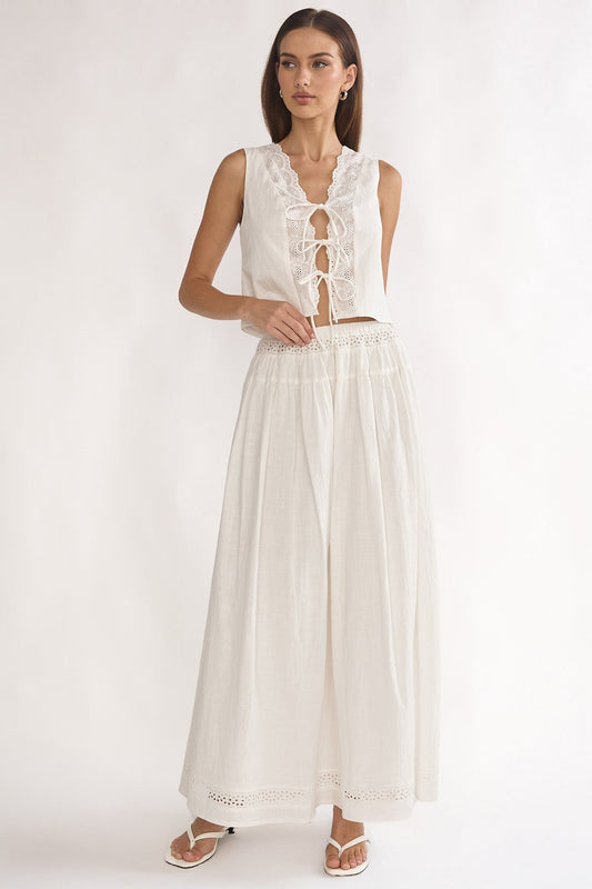 Beliza Lace Trim Skirt White