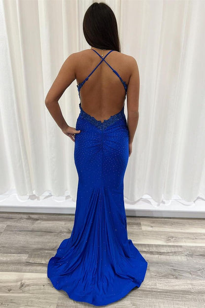 Dark Green Mermaid Appliques Long Formal Dress