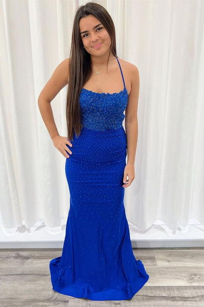 Dark Green Mermaid Appliques Long Formal Dress