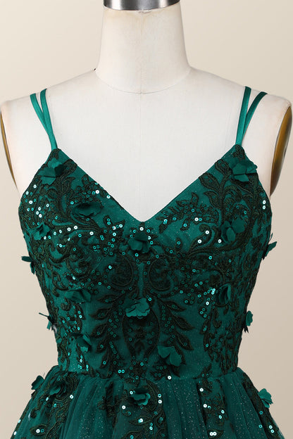 Dark Green Embroidered A-line Short Homecoming Dress