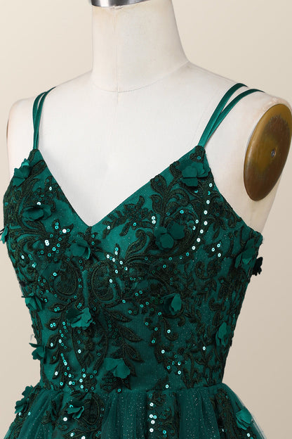 Dark Green Embroidered A-line Short Homecoming Dress