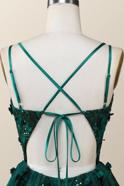Dark Green Embroidered A-line Short Homecoming Dress
