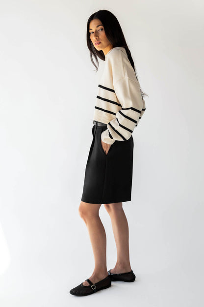 COLLARED STRIPE SWEATER