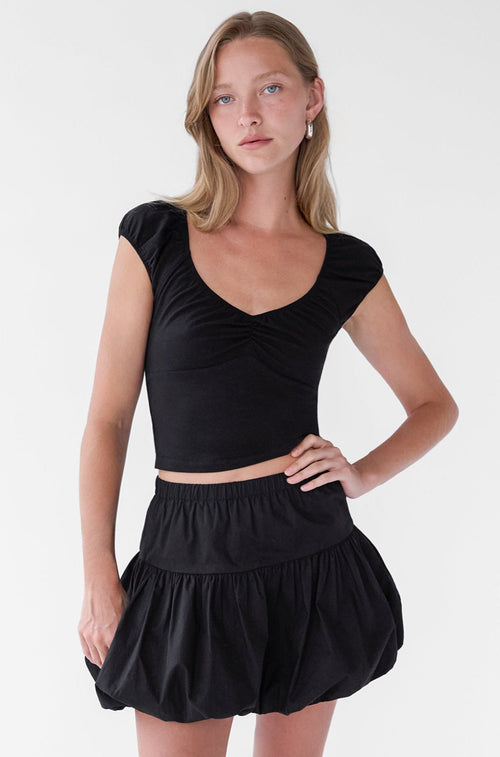 CAP SLEEVE CROPPED TOP