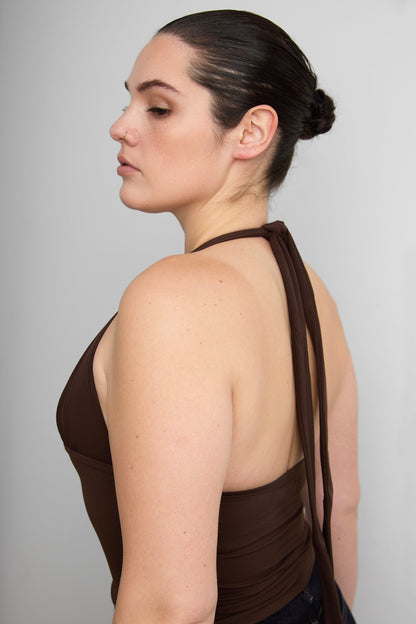 DEEP NECKLINE HALTER NECK TOP