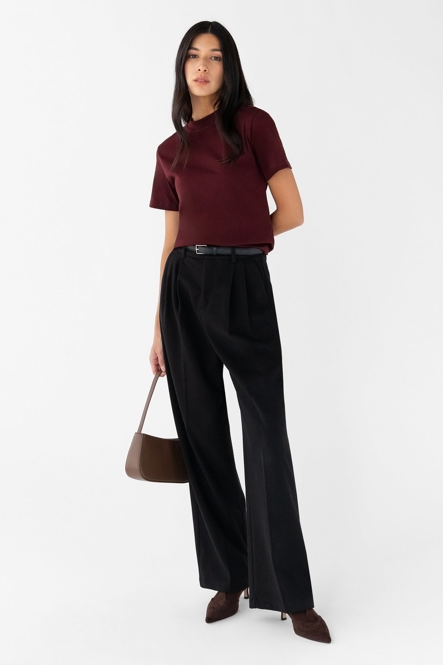 BURGUNDY SHORT SLEEVE TOP