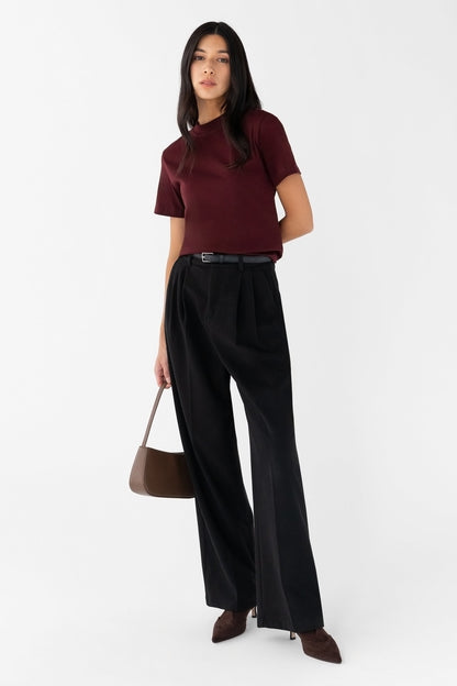 BURGUNDY SHORT SLEEVE TOP