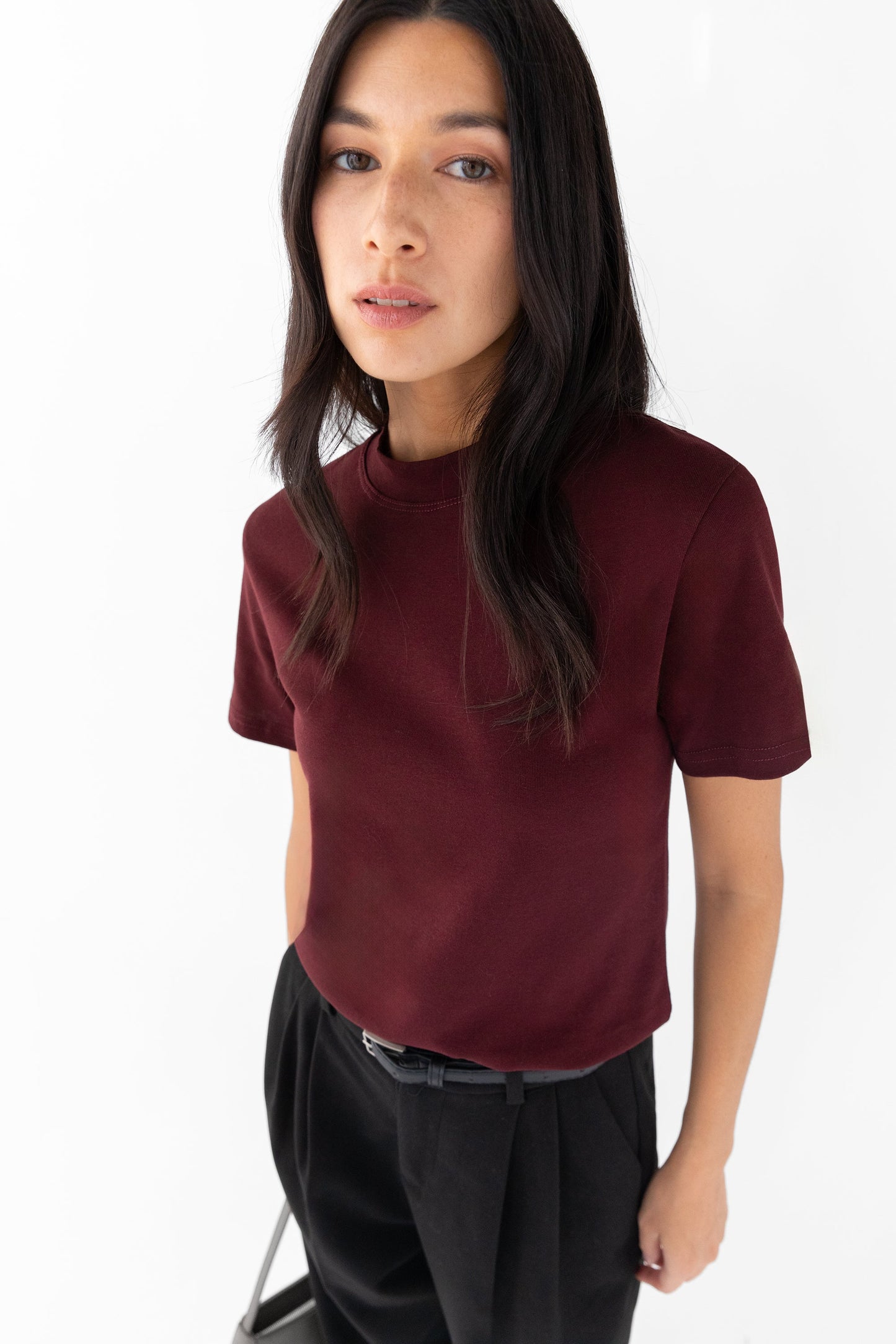 BURGUNDY SHORT SLEEVE TOP