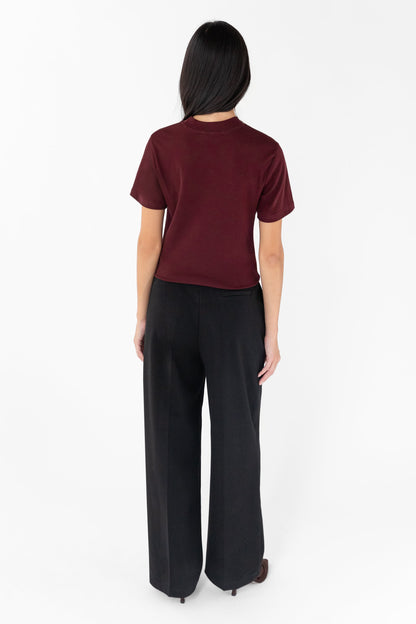 BURGUNDY SHORT SLEEVE TOP