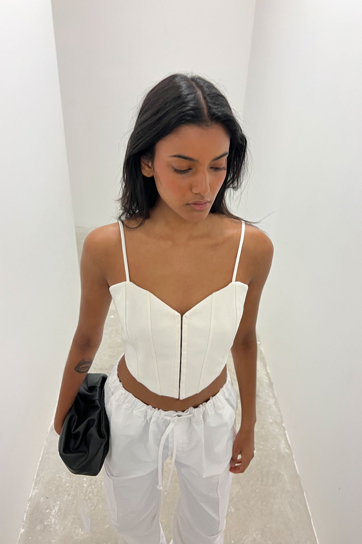 PONTE KNIT CORSET TANK