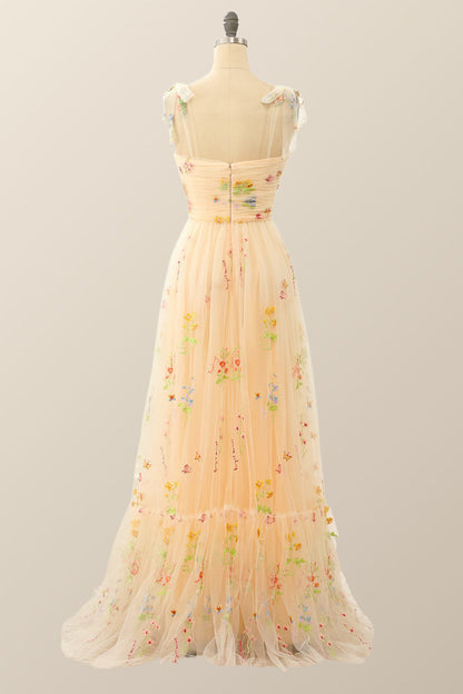 Green A-line Embroidered Long Formal Gown