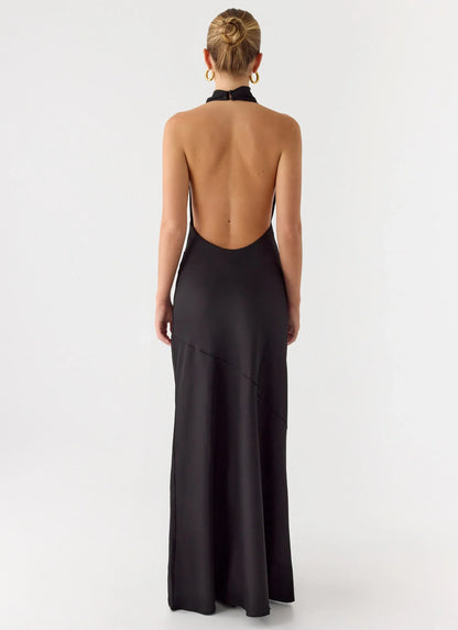 Back To Life Halter Maxi Dress - Black