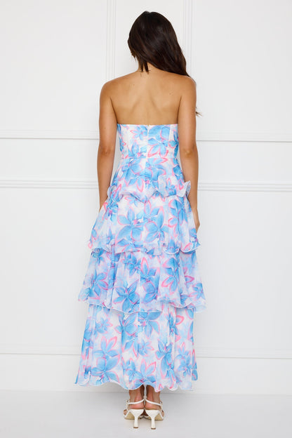 Chicago Chic Strapless Maxi Dress Blue