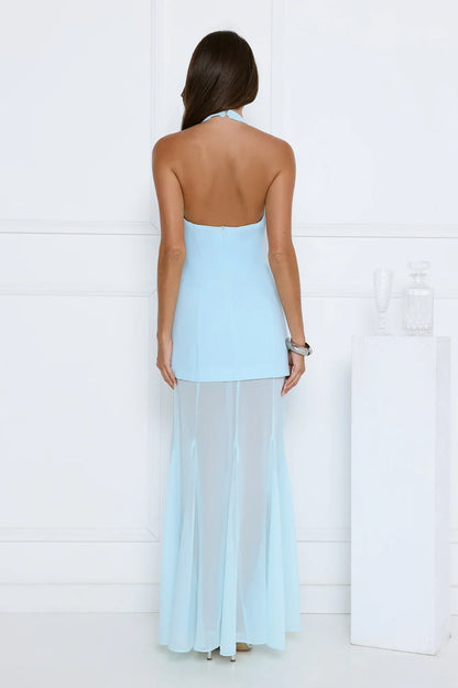 Diamond District Halter Maxi Dress Blue