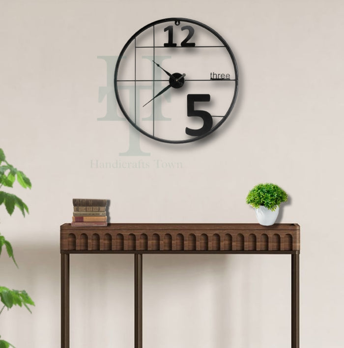 Alphabetic Black Metal Wall Clock