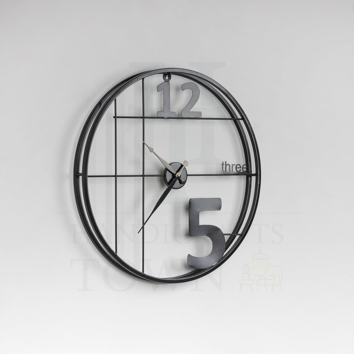 Alphabetic Black Metal Wall Clock