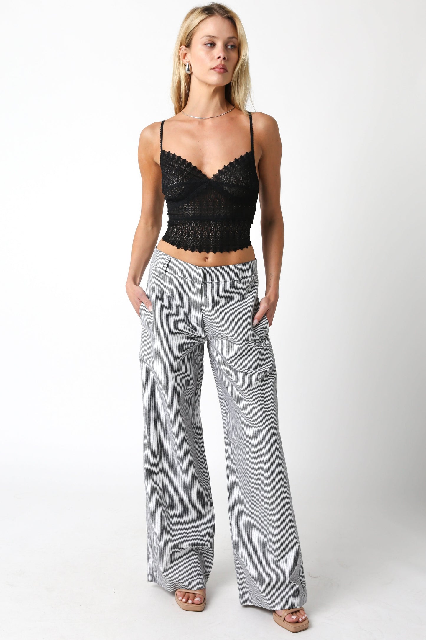 Ashtin Black Sheer Lace Crop Top