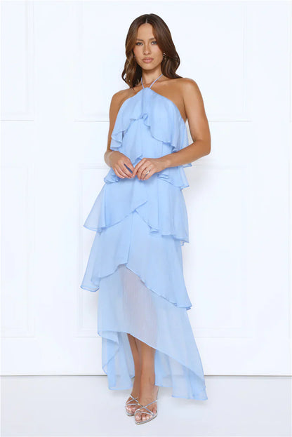 Dreamlight Affair Halter Maxi Dress Blue