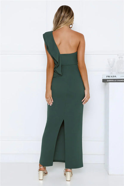 City Girl Energy One Shoulder Maxi Dress Teal