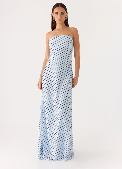 Chaniva Maxi Dress - Blue Mocha Dot