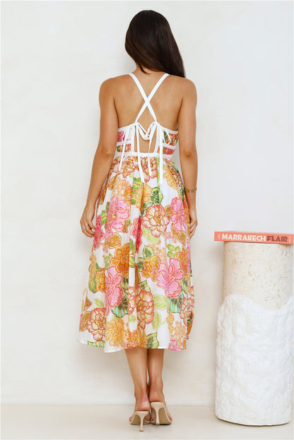 Blooming In The City Midi Dress Orange