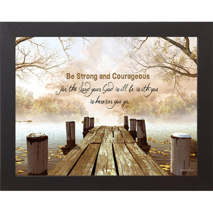 Be Strong and Courageous – Scripture Framed Wall Art | Joshua 1:9 Christian Home Decor (SS9927) - Summer Snow Art