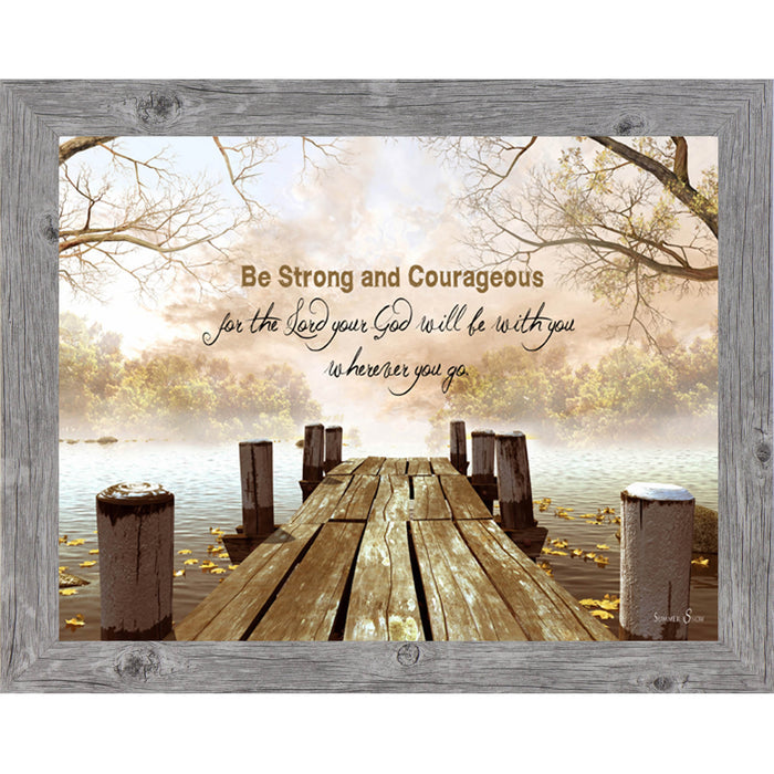 Be Strong and Courageous – Scripture Framed Wall Art | Joshua 1:9 Christian Home Decor (SS9927) - Summer Snow Art