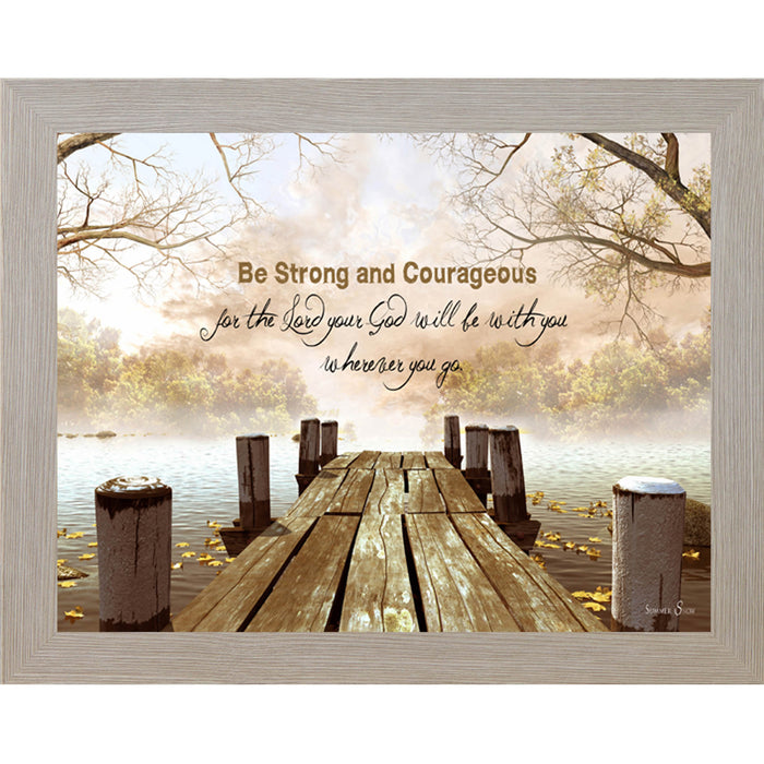 Be Strong and Courageous – Scripture Framed Wall Art | Joshua 1:9 Christian Home Decor (SS9927) - Summer Snow Art