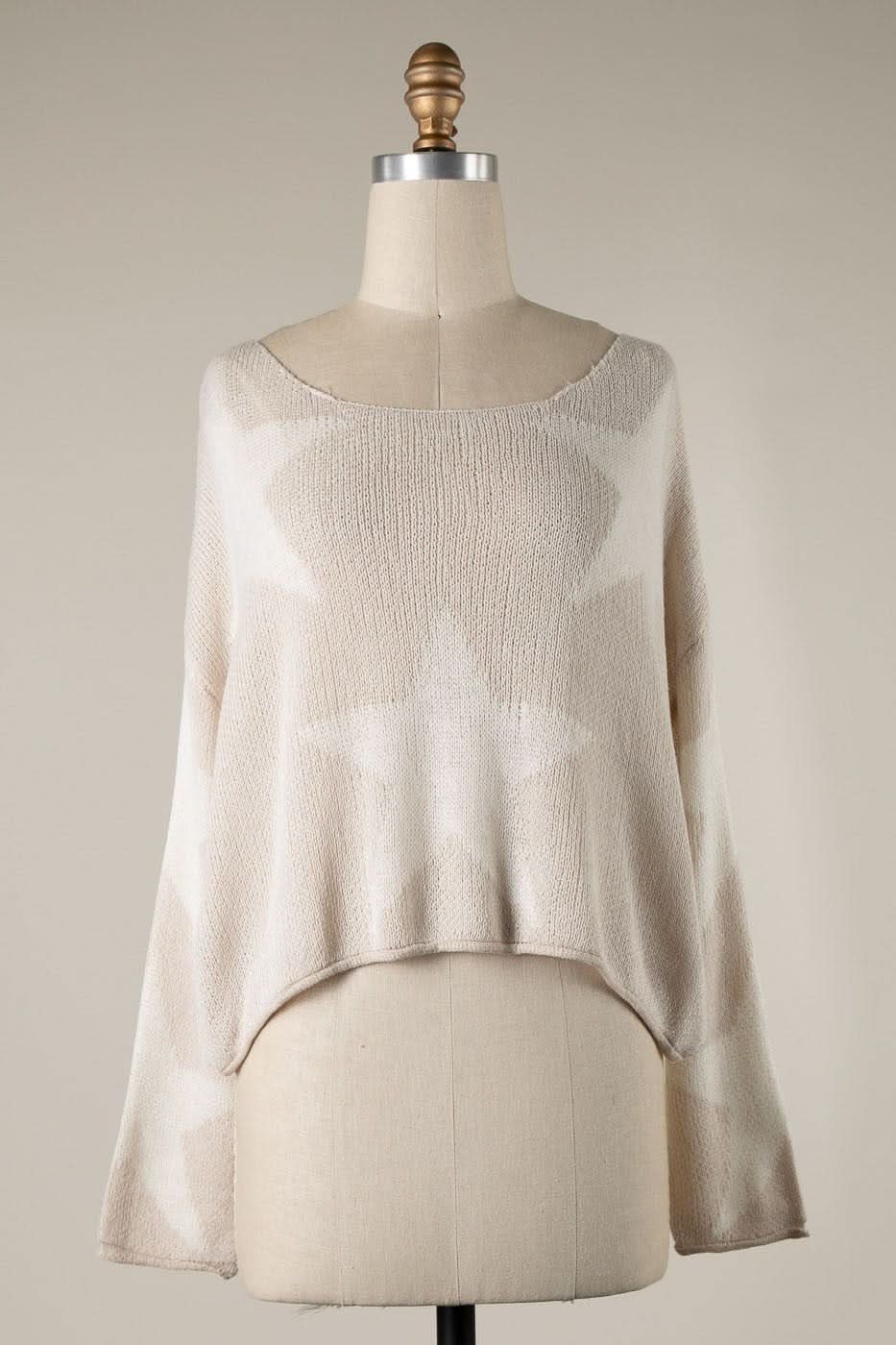 Beatrice Beige Star Print Slouchy Sweater