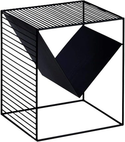 Black Metal End Table with Storage